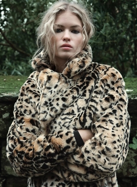 2025ZA秋冬季新款高级感动物纹印花人造皮草效果大衣外套 1255771