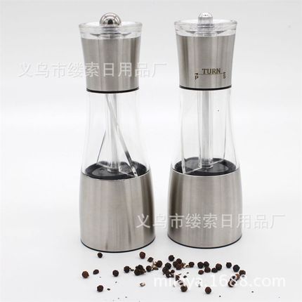 两用不锈钢手动亚克力胡椒研磨器z 手动研磨工具 可调节粗细胡椒