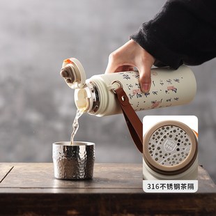 不锈钢保温焖泡杯锤纹q水杯女户外便携茶水分离闷茶泡茶杯高档精