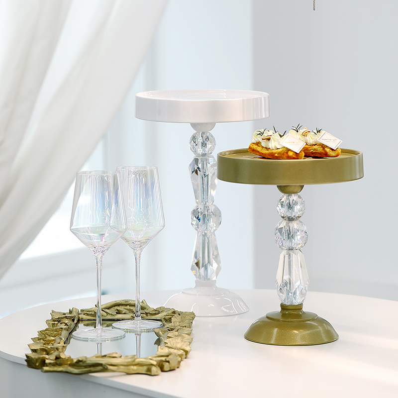 婚礼甜品台主蛋糕架 欧式铁艺高脚蛋F糕盘 冷餐茶歇白色水晶点心