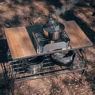 不锈钢户外简易桌野餐网桌可z携式 架 自驾游灶台桌淄博烧烤折叠鞋