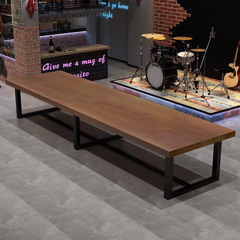 工业风长方形铁艺实木餐桌复古饭厅木F质桌椅组合酒吧实木长条餐