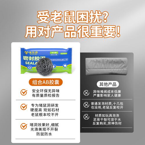 堵老鼠洞密封胶泥空调孔洞堵塞泥下E水道口封堵防水防霉臭堵漏神