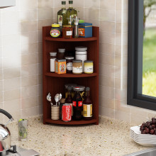 厨房置物架2g层转角架三角架3层拐角架木质收纳储物架调味调料架