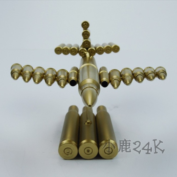 纯金属子弹壳工艺品飞机模型铁艺战斗机个性军人家居装.饰品小摆