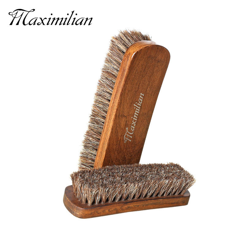 马毛刷子鞋刷打鞋油用软毛不伤鞋榉木马鬃毛皮鞋刷除尘Y上光刷实