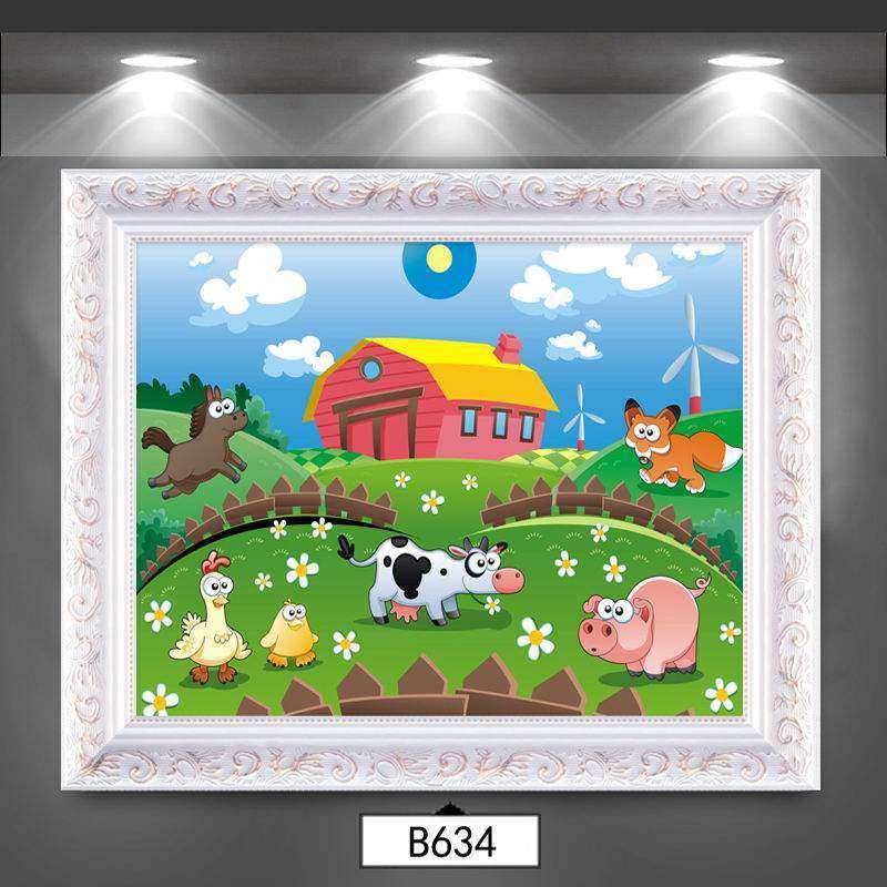 现代简约男孩儿童房装饰画女孩卧室床头卡通动物风景壁画挂画墙画图片