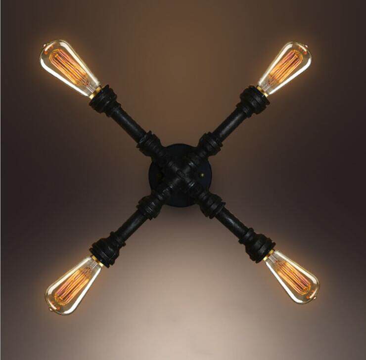 loft怀旧复古工业风灯具个性简约创意餐厅卧室过道墙十字水管壁灯