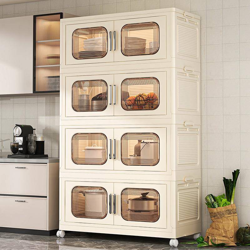 80cm折叠双开门收纳柜玩具免安装塑料儿童衣服置物柜子储物柜