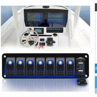 热卖车船通用八位开关单排面板5P脚ON-OFF加开关式双USB带电压