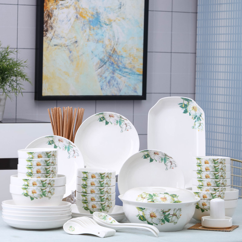 碗碟16人用套装家用陶瓷饭碗鱼盘B面碗盘子汤碗组合中式餐具水果,餐饮具,碗,淘宝优惠券,粉丝福利购,淘宝优惠卷