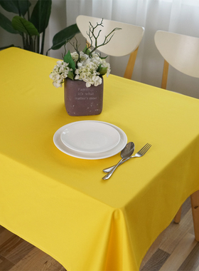 包邮淡黄色纯棉餐桌布 加厚桌布茶几盖布可定做S时尚台布纯色布艺