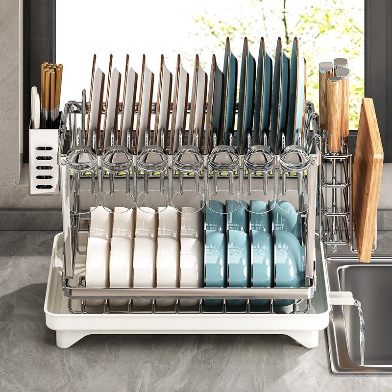 排水碗盘沥水架双层o碗架不锈钢厨房置物架沥水篮放碗筷碗碟收纳,厨房/烹饪用具,碗架,淘宝优惠券,粉丝福利购,淘宝优惠卷