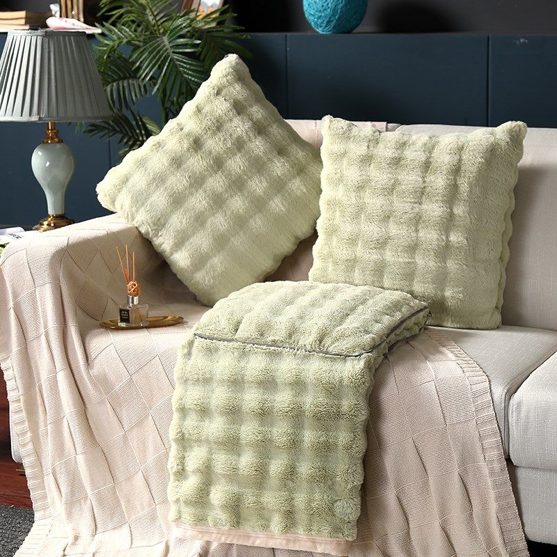 新款ins秋冬兔毛绒抱枕被两用仿皮草H加厚午睡居家沙发靠枕被子毯,居家布艺,抱枕被,淘宝优惠券,粉丝福利购,淘宝优惠卷