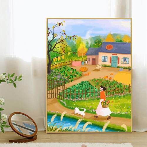 A6L风景系列数字油画diy手工填色画油彩画装饰画乡村田园装饰