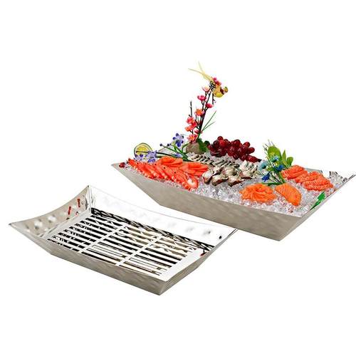 加厚不锈钢锤点果盘锤印果盆冷餐盘沙拉盘刺身盘酒店KTV火锅店