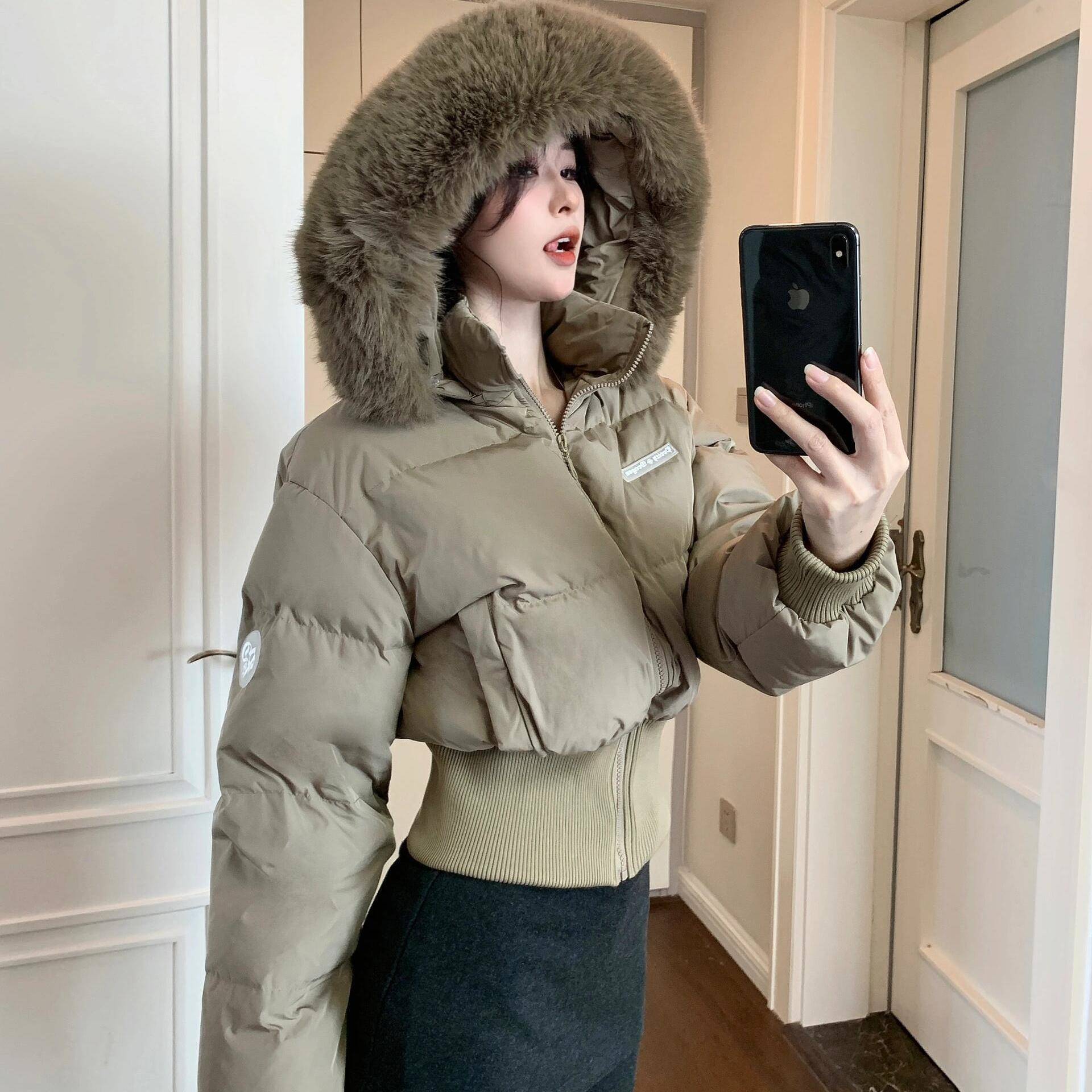 棉服女冬季2025新款美式大毛领收腰显瘦气质高级感加厚小众外套潮