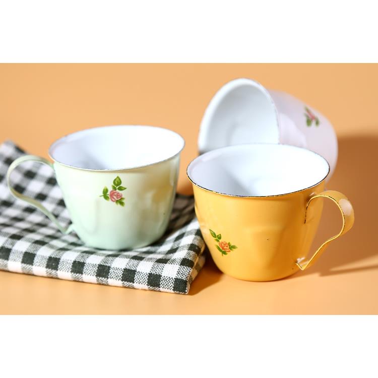 欧洲复古乡村搪瓷130ML可爱小水杯咖啡杯装饰杯茶杯D7.5L10H5.5CM
