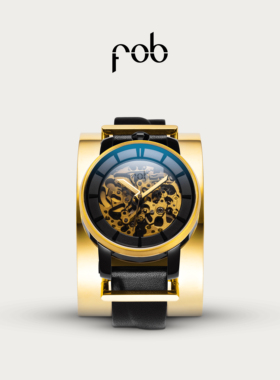 FOB手表女款R360小众法式机械表进口时尚腕表真皮表带女式钢环表