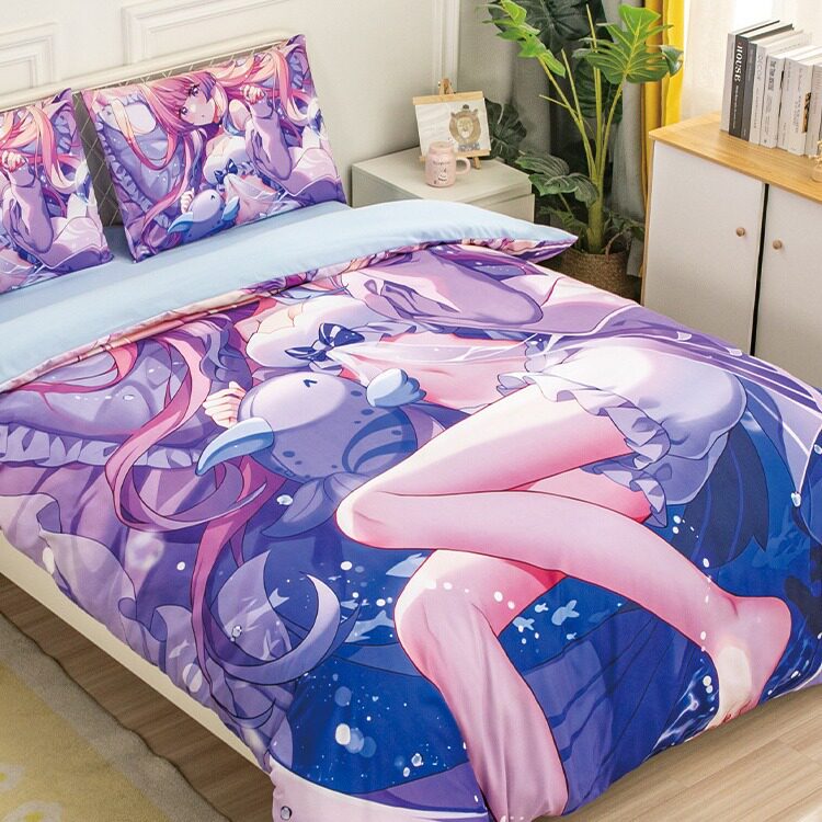 动漫原神二次元学生宿舍四件套亲肤磨毛单人私宅床上用品三件套