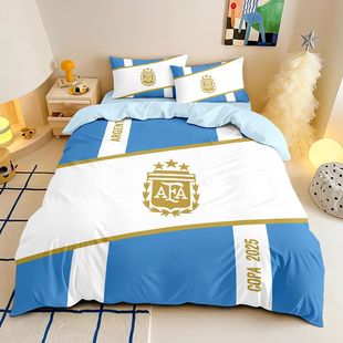 世俱杯球队磨毛四件套足球爱好者印花个性被套运动风男生宿舍套件