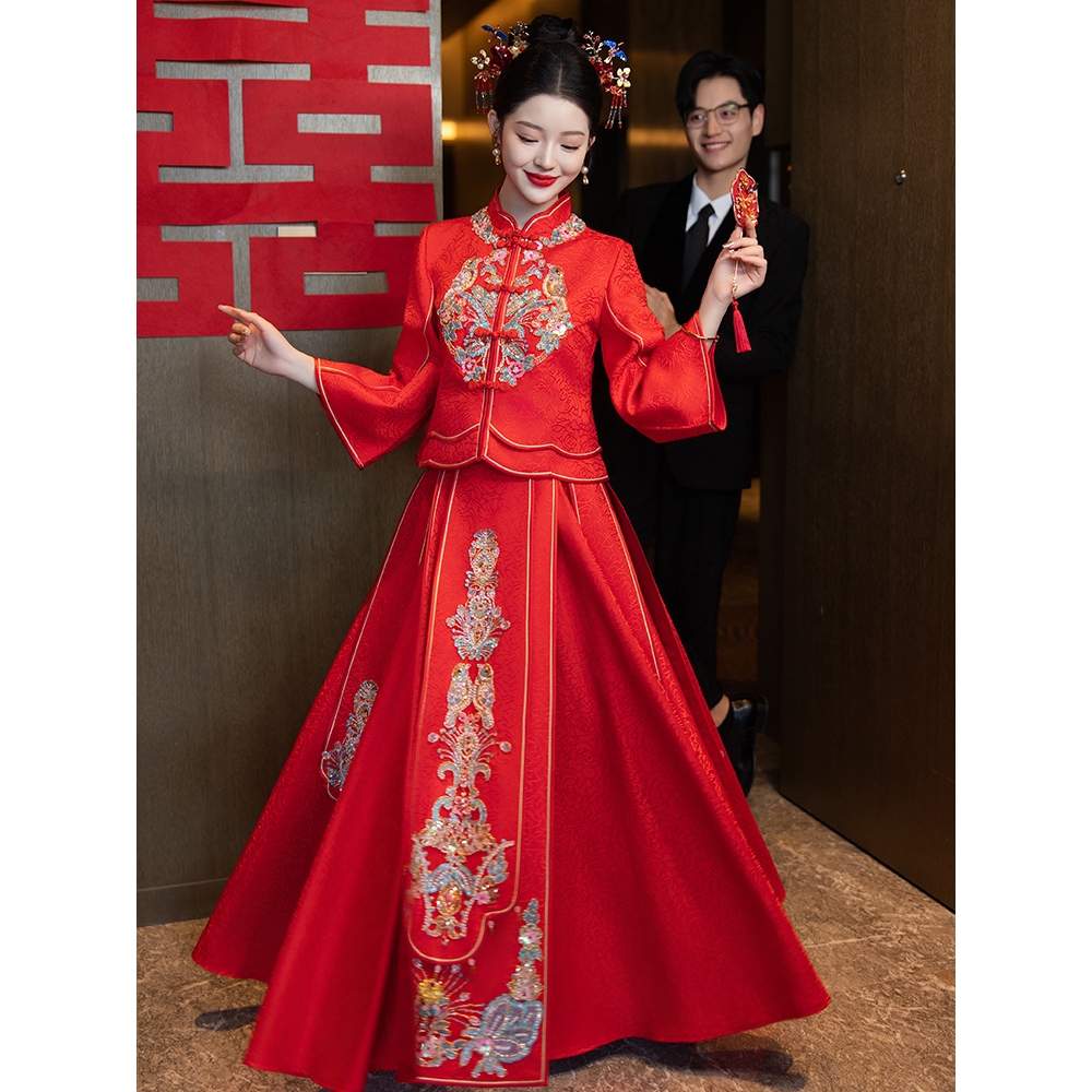 日本品质2025新款新中式国风秀禾服新娘结婚订婚礼服红色敬酒出阁