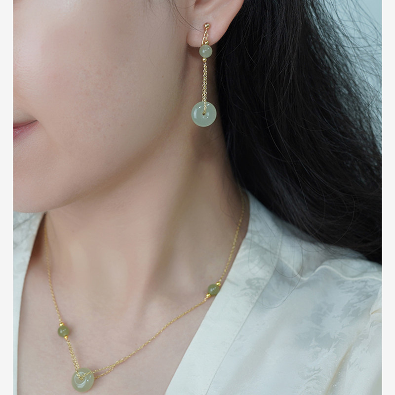 半入云 小众清新和田玉平安扣耳夹无耳洞耳骨夹新中式耳环409107