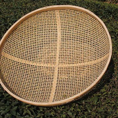 凹底竹筛有孔竹编筛子竹编簸箕 筛茶叶末工具Q竹筛竹制品粉末筛子