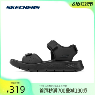 男2024年夏季 新款 男士 Skechers斯凯奇凉鞋 拖鞋 外穿潮流黑色沙滩鞋