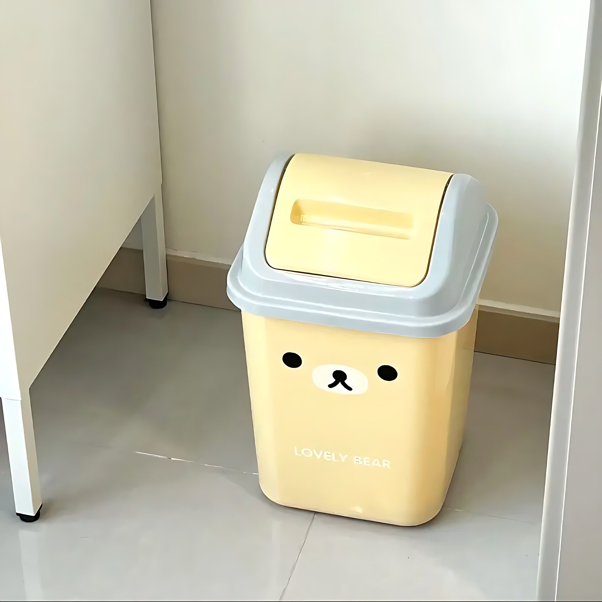 卡通轻松熊垃圾桶可爱萌趣创意翻盖客厅卧室卫生间便携方形垃圾篓