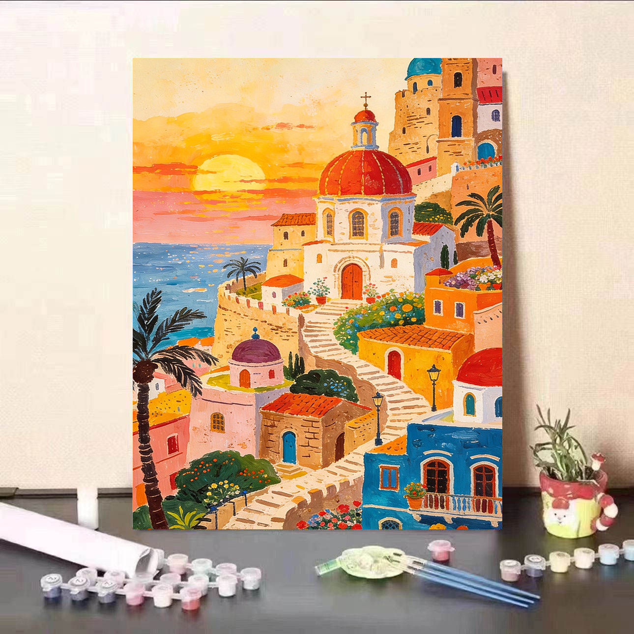 DIY手绘油画风景画彩色数字油画客厅装饰画带颜料套装新手涂色画