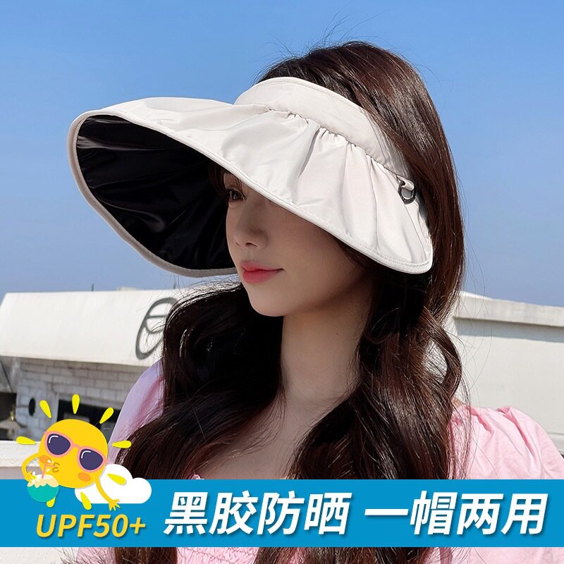 卡蒙官网防晒帽夏季女遮阳防紫外线空顶黑胶贝壳帽大帽檐遮阳脸户