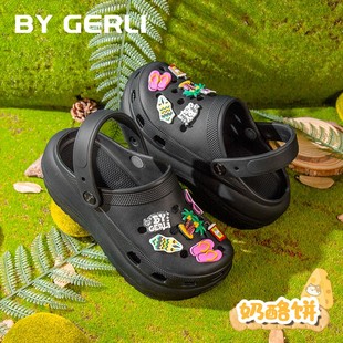 女洞洞鞋 休闲厚底增高6CM春夏新款 网红明星同款 防滑B GERLI时尚