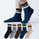 男袜中筒袜5双双针秋冬运动长袜男士 休闲风吸汗男孩学生棉袜XD
