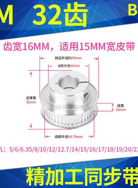 夹持型同步带轮5M32带宽15内孔5 6.35 8 10 12 15同步轮抱紧HTCPA