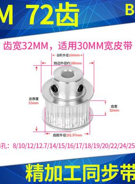同步带轮8M72齿BF型带凸台带宽30内孔12 19 20 22 24 25 28同步轮
