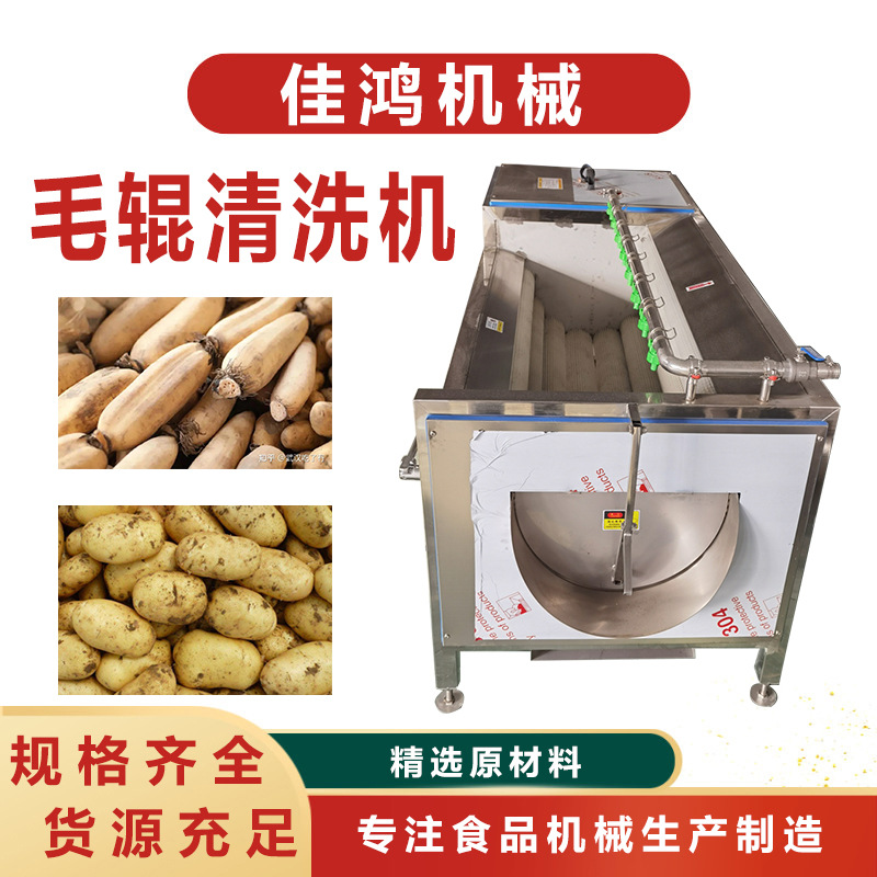 土豆毛辊清洗机胡萝卜紫薯红薯清洗机全自动柑橘毛辊清洗机佳鸿
