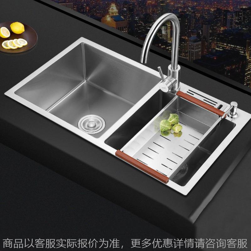 网红水槽304不锈钢大单盆厨房洗菜盆台上台下飞雨瀑布水槽套餐
