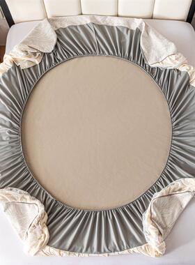 225新款雪0尼尔床裙款单件床床笠三件套UNL丑下摆四季通用公遮主