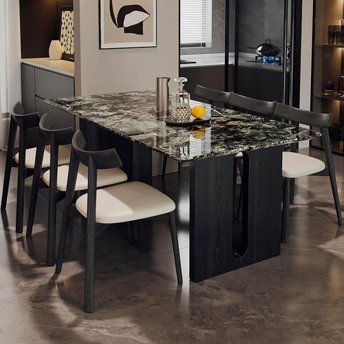 1029大理饭实木大理石餐桌椅组形大合家用意式轻奢理石吃桌现代简