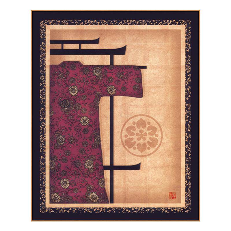 田一新中式玄关装饰画客厅沙画墙背景挂展厅艺聿术古典发花衣298