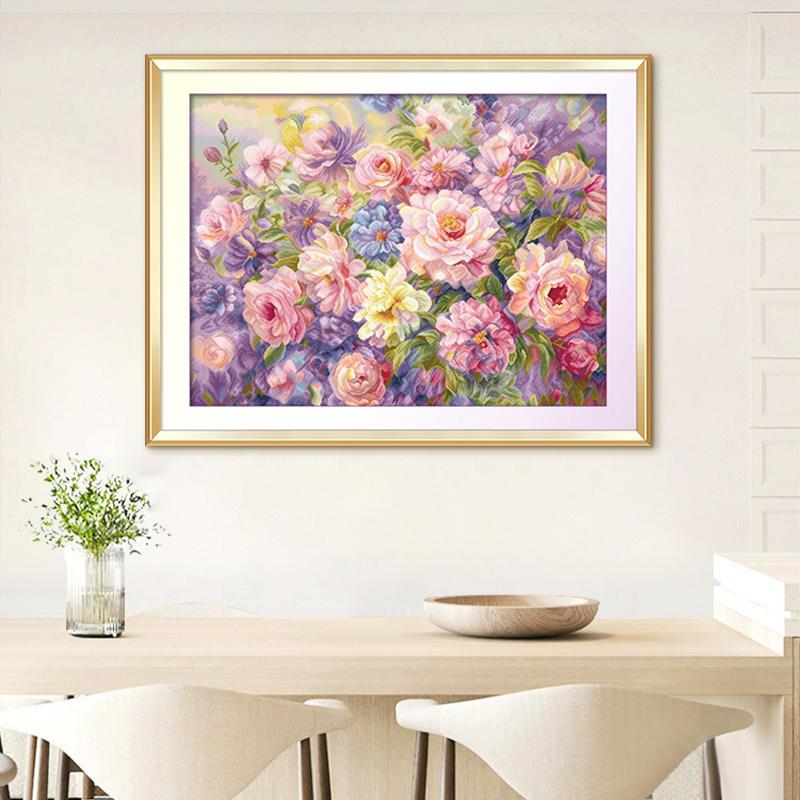 k十字D绣花开 嫣然客厅卧室挂2画 画自己s绣手工Y618599-棉线 线I