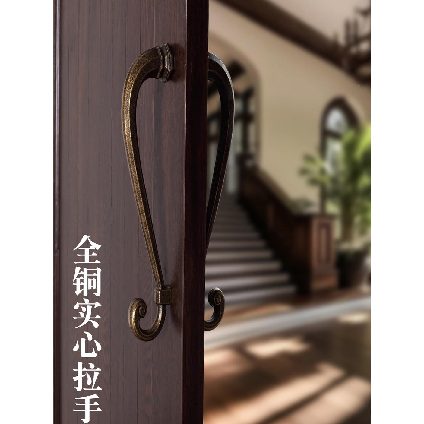 世联泰好铜全覆ZII古实心门把手玻璃双门木H门黄铜门把门手k 938