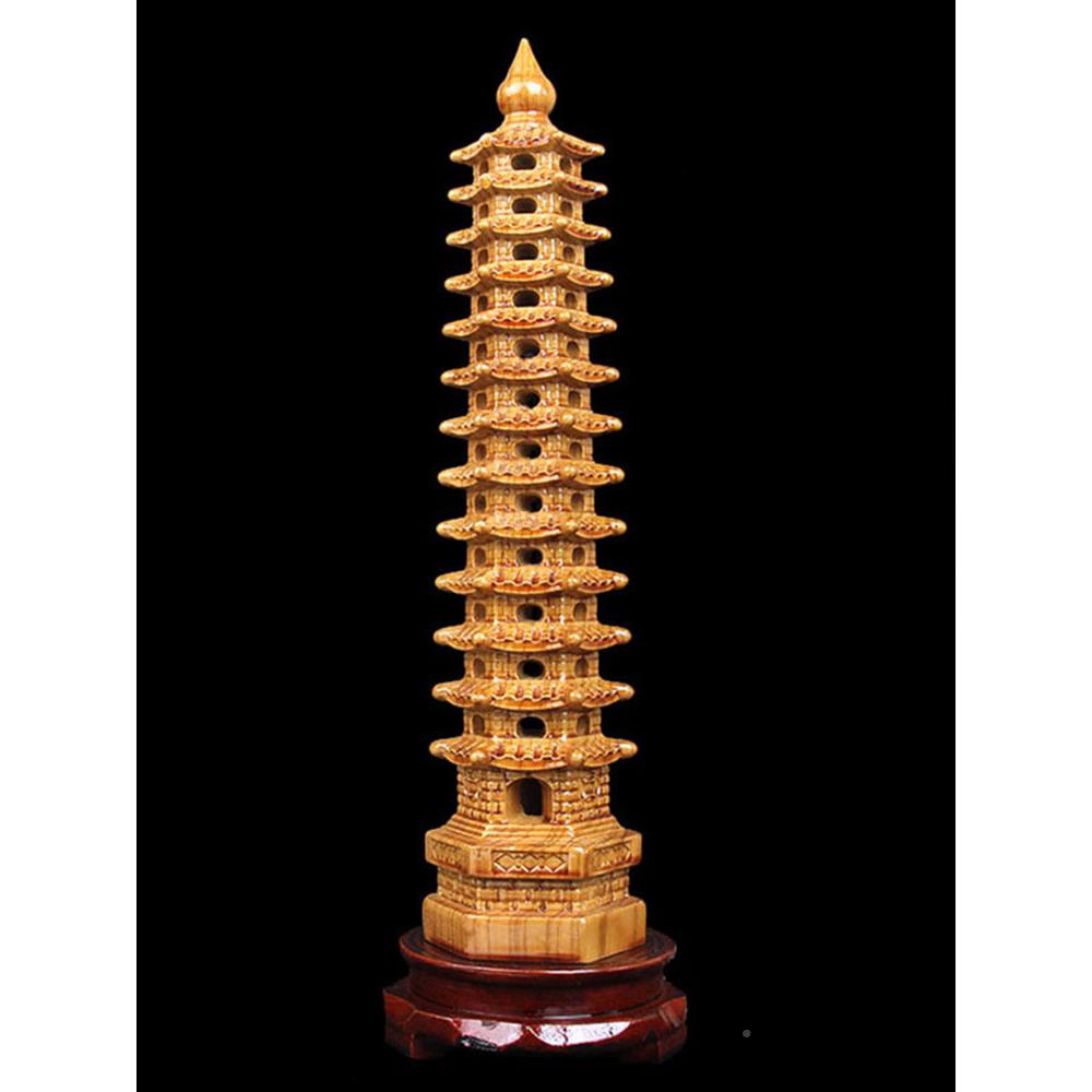 桃层木文塔实木w12536质七一层九层十一昌层十三体雕刻工艺品摆件