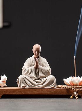 造式禅意小JZ-YHX21和尚摆件创意陶瓷茶久摆设书小沙弥茶桌房桌面