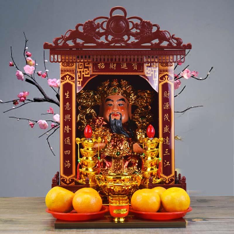 供奉文济12寸-22财武神比爷干关公吉祥摆件加神楼佛龛壁挂式经型