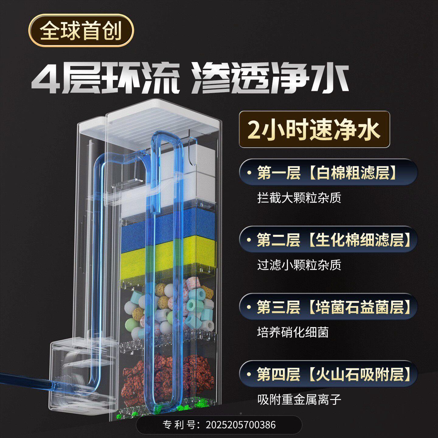 疯泵狂水草鱼缸NFC壁过滤器挂式一过滤增氧体机循环水三合一净水