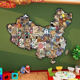 幼儿非园遗环景创主题墙成品中国传材统文化墙面装饰走GWK廊料场