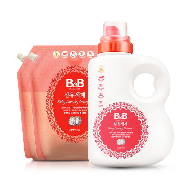 保宁LBP米韩迪恩必恩贝国进口婴儿B洗衣液.15LB+1.3L*2袋儿童专用