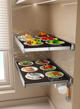 厨房折叠备神菜架置物架收纳器省空间多可功能窗伸台缩ESY隐形配